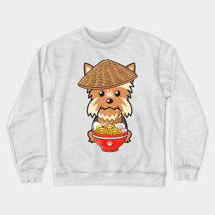 Yorkshire Terrier Eating Noodles Crewneck Sweatshirt